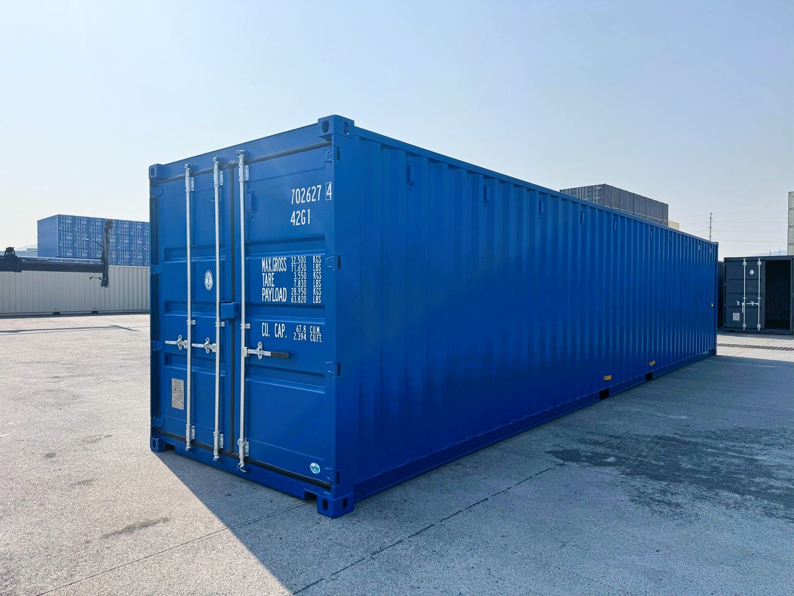 40ft-DV-RAL-5010-angle-1.jpg 40Ft Standard Shipping Container Blue - Image 1
